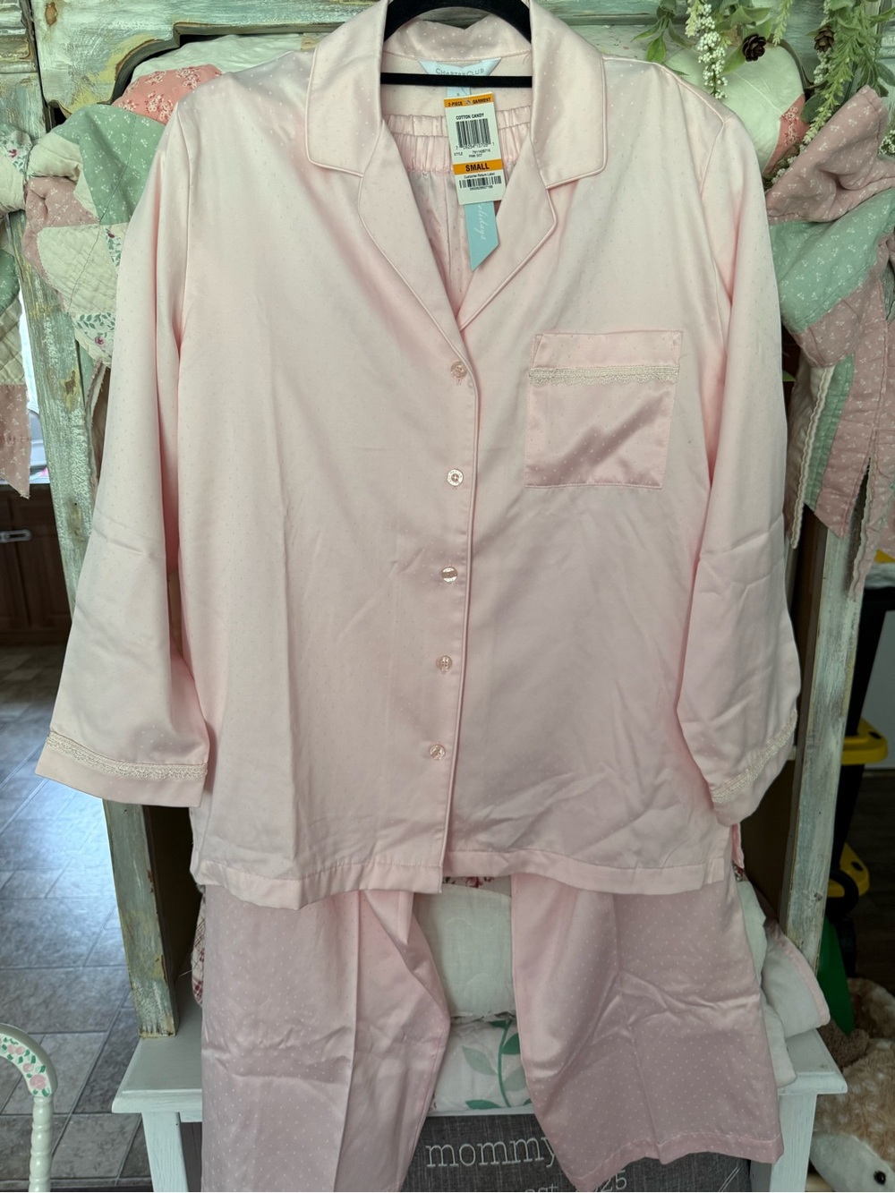 Charter Club Light Pink Satin-Trim Pajama Set